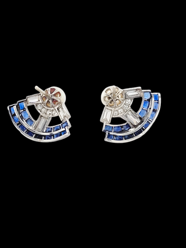 Cool art deco natural pearl, sapphire and diamond earrings SKU: 7633 DBGEMS - image 5