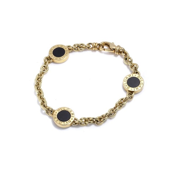 Bvlgari Link Bracelet in 18kt Yellow Gold and Black Onyx plaques - image 9