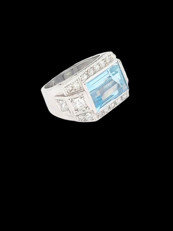 Art deco aquamarine and diamond dress ring SKU: 7653 DBGEMS - image 2