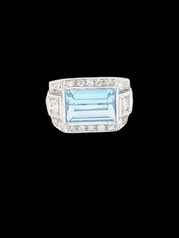 Art deco aquamarine and diamond dress ring SKU: 7653 DBGEMS - image 1