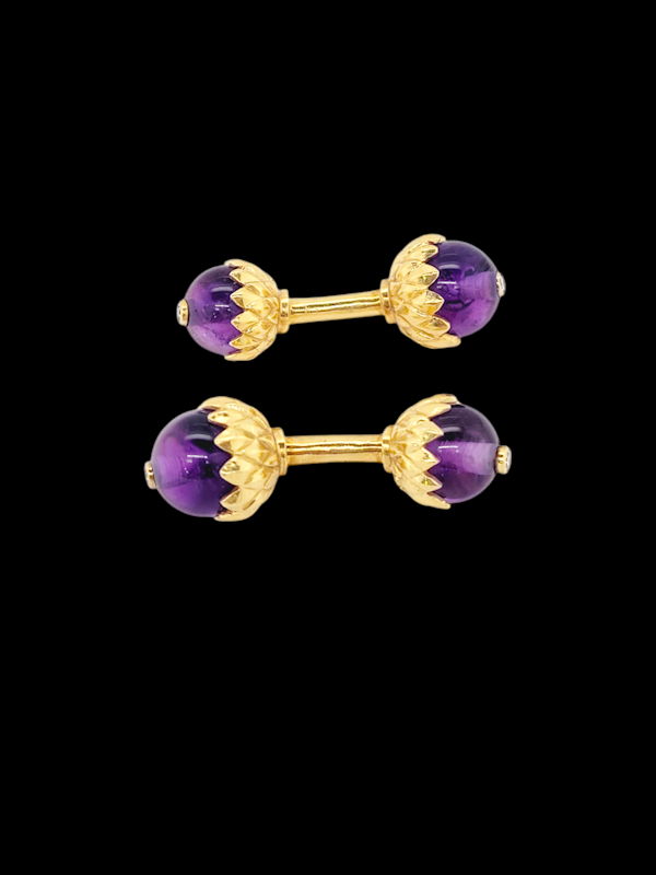 Smart Amethyst and diamond cufflinks SKU: 7664 DBGEMS - image 2