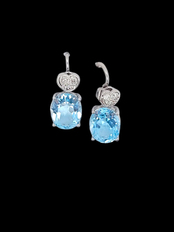 Blue topaz and diamond drop earrings SKU: 7669 DBGEMS - image 2