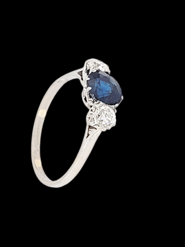 Art deco Sapphire and diamond trilogy engagement ring SKU: 7672 DBGEMS - image 3