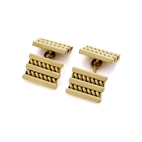 Cartier rectangular yellow gold geometric pattern cufflinks - image 5