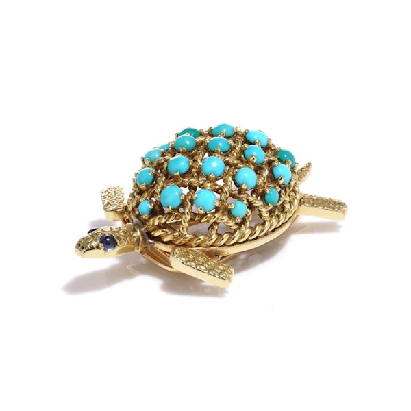 Cartier yellow gold turquoise tortoise brooch - image 5