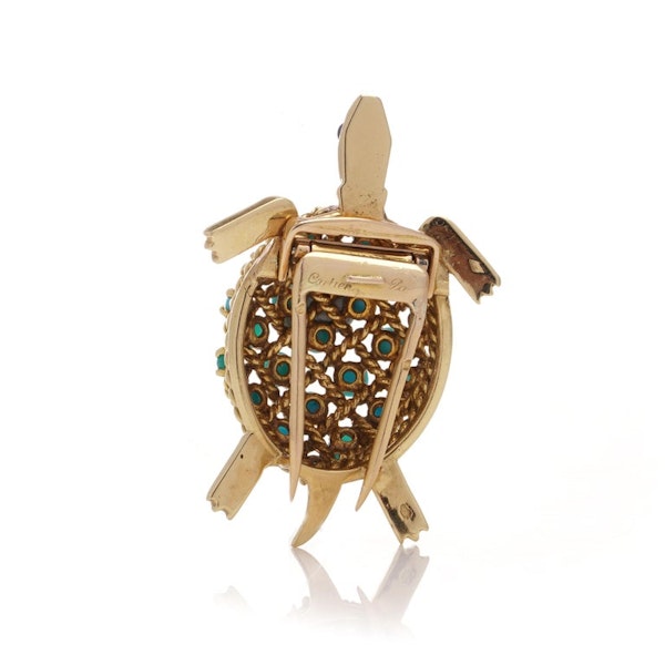 Cartier yellow gold turquoise tortoise brooch - image 7