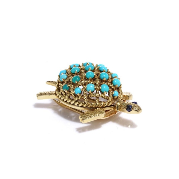 Cartier yellow gold turquoise tortoise brooch - image 6