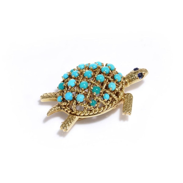 Cartier yellow gold turquoise tortoise brooch - image 4