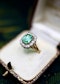 An Exquisite 18 Ct. Yellow and White Gold (tested)  Colombian Emerald & Diamond Cluster Ring - Mid 20th Century - image 4