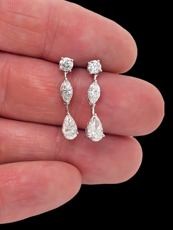 Pair of modern diamond drop earrings SKU: 7685 DBGEMS - image 2