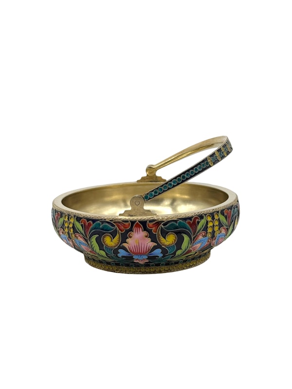 Russian soviet silver gilt and enamel sugar bowl, Moscow c.1950. - image 3