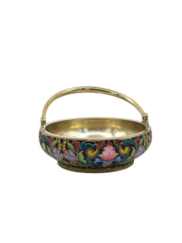 Russian soviet silver gilt and enamel sugar bowl, Moscow c.1950. - image 2