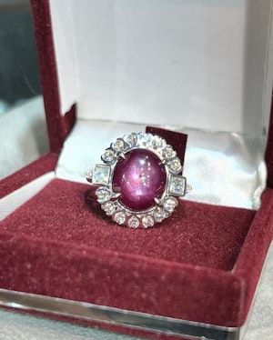 8.64ct Star Ruby & diamond ring