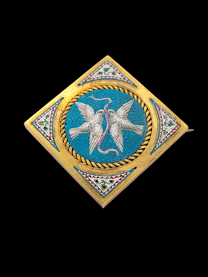 Fine Antique micro mosaic love birds brooch SKU: 7690 DBGEMS