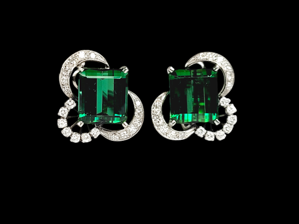 Cool Green tourmaline and diamond earrings SKU: 7691 DBGEMS - image 2