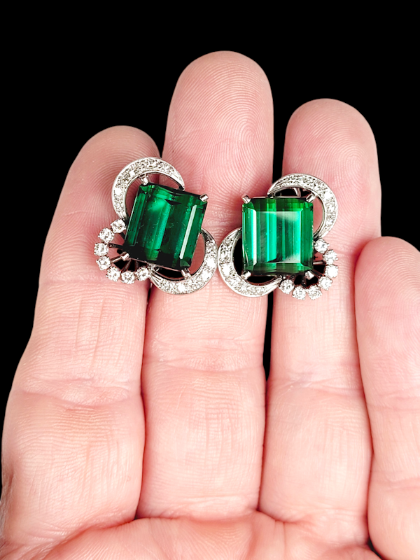 Cool Green tourmaline and diamond earrings SKU: 7691 DBGEMS - image 3