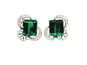 Cool Green tourmaline and diamond earrings SKU: 7691 DBGEMS
