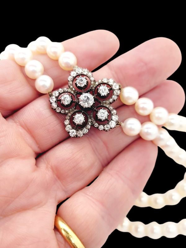 Antique diamond cluster pearl choker SKU: 7696 DBGEMS - image 1