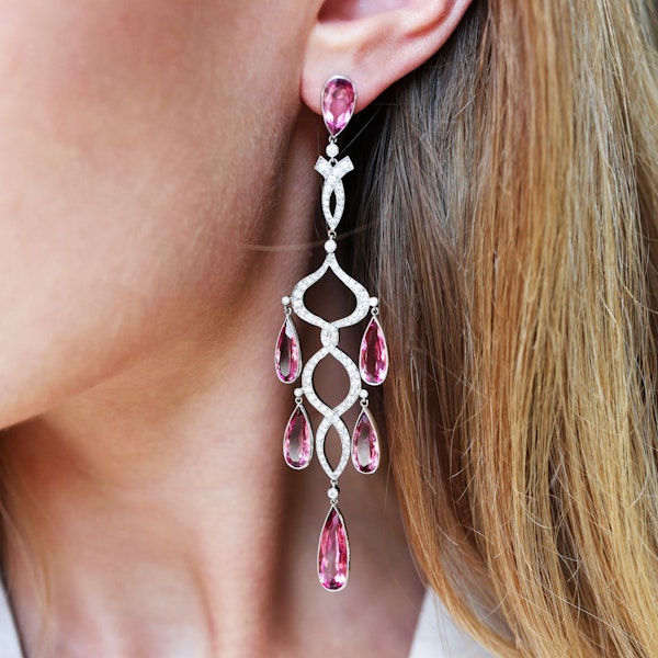 Morganite And Diamond Chandelier Earrings - image 5