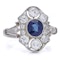 Art Deco Platinum sapphire and diamond cluster ring - image 2