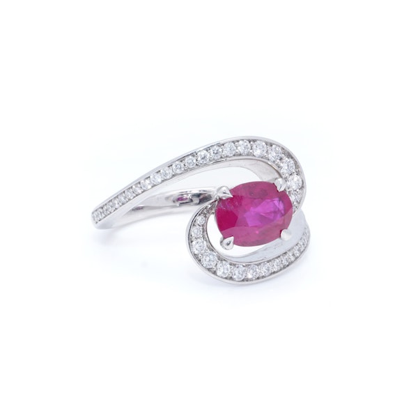 Platinum diamond and ruby ring - image 6