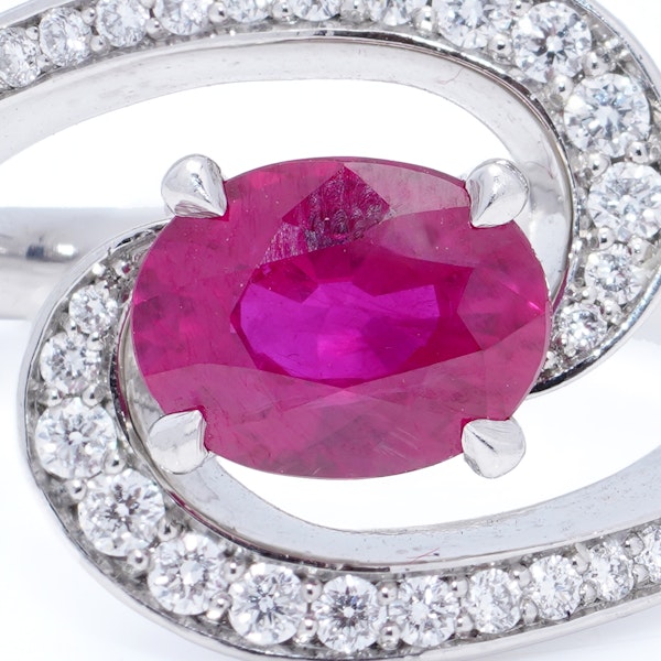 Platinum diamond and ruby ring - image 4