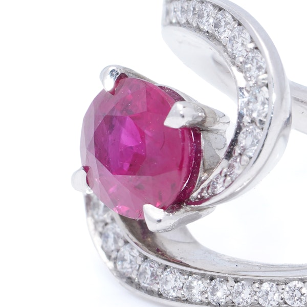 Platinum diamond and ruby ring - image 5