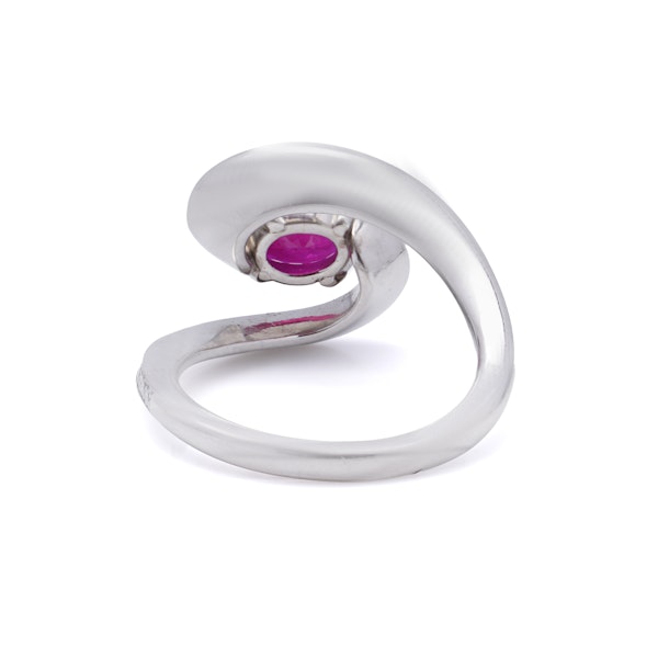 Platinum diamond and ruby ring - image 3