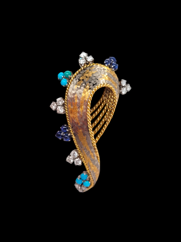 Guberlin 1960's vintage gem set brooch SKU: 7706 DBGEMS - image 1