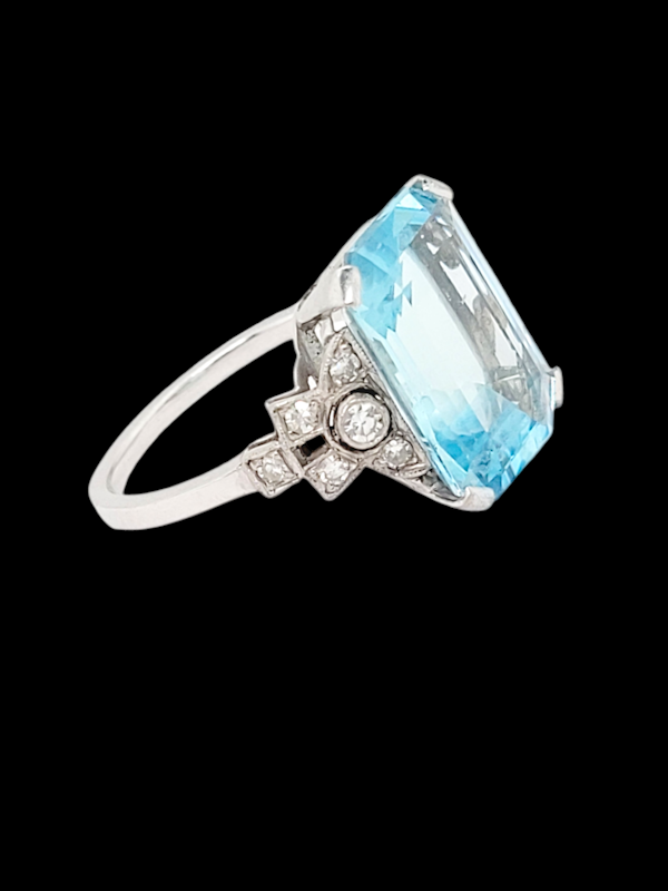 Art deco Aquamarine and diamond dress ring SKU: 7707 DBGEMS - image 4