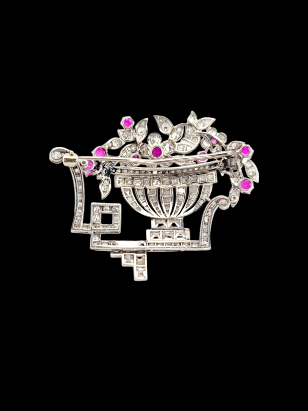 Fine 1920's art deco Ruby and diamond Giardinaire brooch SKU: 7701 DBGEMS - image 2