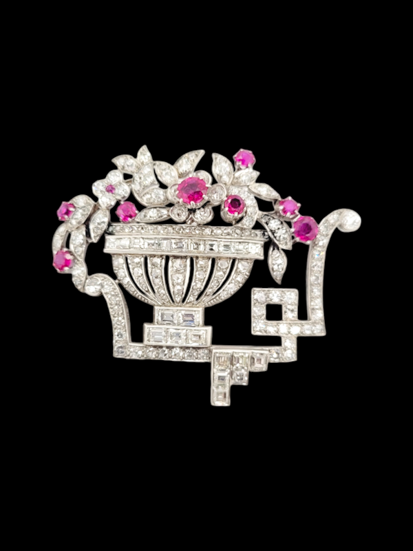 Fine 1920's art deco Ruby and diamond Giardinaire brooch SKU: 7701 DBGEMS - image 1