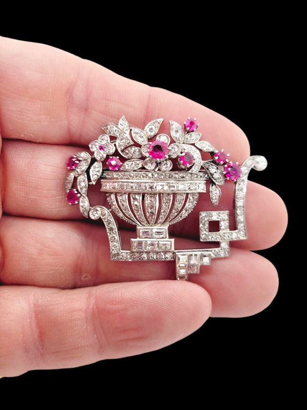 Fine 1920's art deco Ruby and diamond Giardinaire brooch SKU: 7701 DBGEMS - image 3