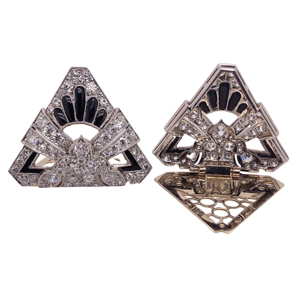 Onyx & Diamond Collar Clips - image 2