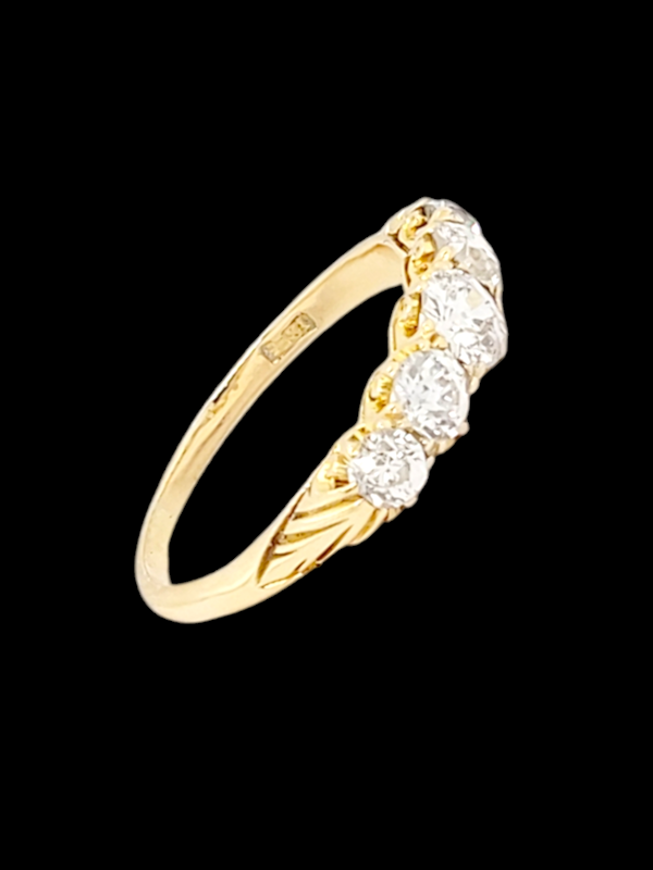 Antique five stone carved half hoop ring SKU: 7708 DBGEMS - image 4