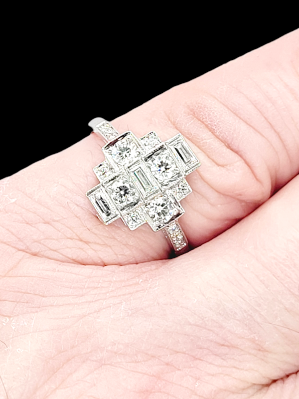 Art deco diamond and baguette diamond ring SKU: 7715 DBGEMS - image 2