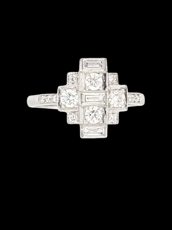 Art deco diamond and baguette diamond ring SKU: 7715 DBGEMS - image 1