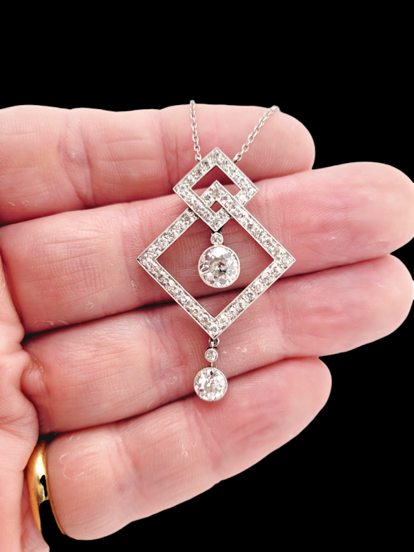 Art deco 1920s old cut diamond pendant SKU: 7717 DBGEMS - image 3