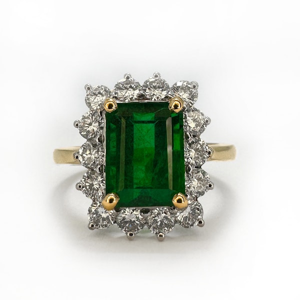 Emerald Diamond Rectangular Cluster Ring - SADDINGTONS JEWELLERY Stand 375 - image 2