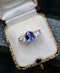 A very fine 18 ct.  White Gold & Platinum Oval 2.40ct Sapphire & Diamond Three Stone Ring. Circa 1935 - image 3