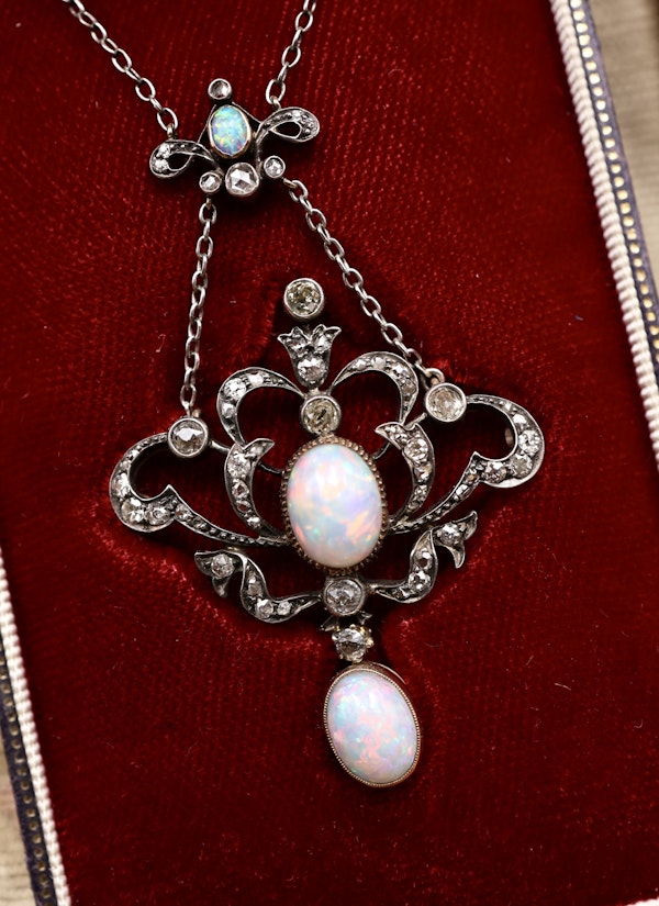 Victorian Opal and Diamond Pendant Circa 1890-1900 - image 3