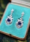 An exceptionally fine pair of Antique Natural Sapphire and Diamond Drop Platinum Earrings, English, Circa 1910. - image 4