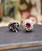 A pair of Antique Natural Burma Ruby and Diamond Cluster Earrings in Platinum and 18ct White Gold, Circa 1950 - image 6