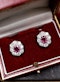 A pair of Antique Natural Burma Ruby and Diamond Cluster Earrings in Platinum and 18ct White Gold, Circa 1950 - image 3