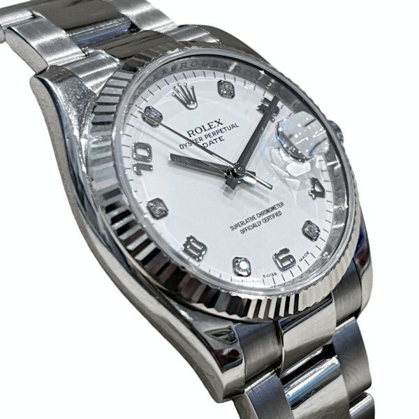 ROLEX OYSTER PERPETUAL DATE WHITE FACTORY DIAMON DIAL 115234 - image 3