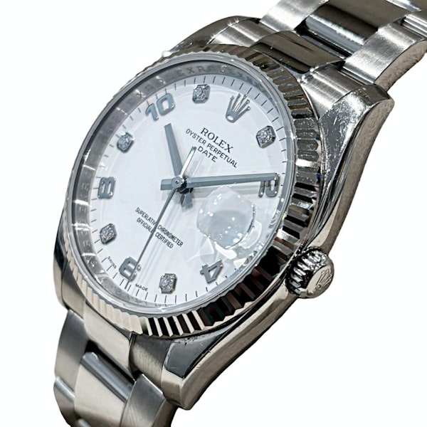 ROLEX OYSTER PERPETUAL DATE WHITE FACTORY DIAMON DIAL 115234 - image 2