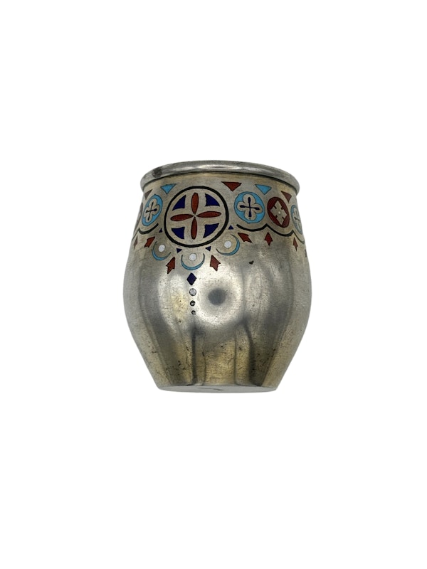 Russian silver and champleve enamel vodka cup, St Petersburg, 1872 - image 3