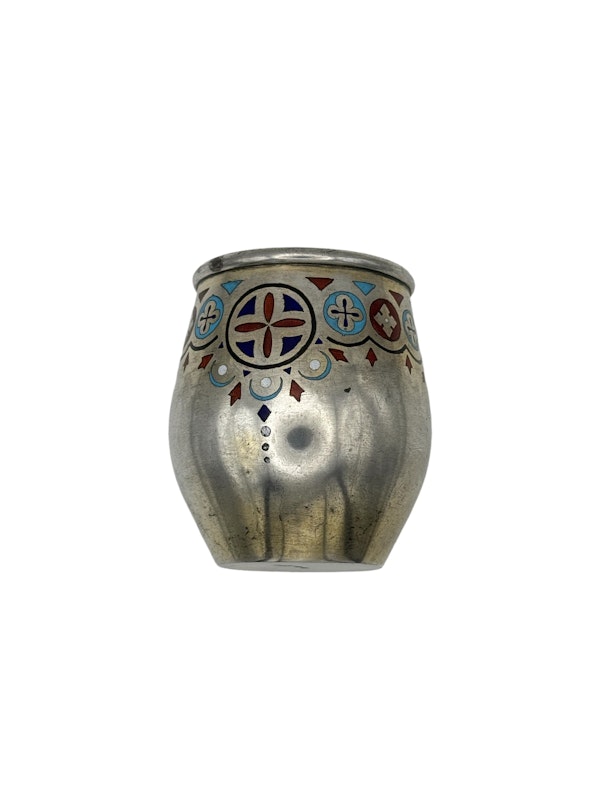 Russian silver and champleve enamel vodka cup, St Petersburg, 1872 - image 2