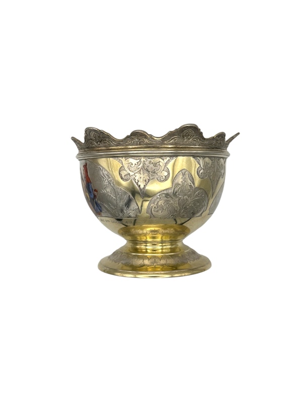 A Very Rare Victorian Parcel-Gilt Silver And champleve enamel bowl, Charles Edwards London, 1883. - image 4