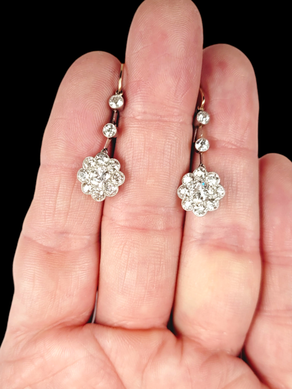 Antique Edwardian diamond cluster drop earrings SKU: 7724 DBGEMS - image 2